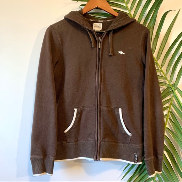 Vintage Roots Athletics Brown Zip Up Hoodie - Picture 1 of 7